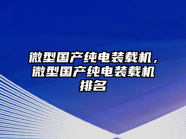 微型國(guó)產(chǎn)純電裝載機(jī)，微型國(guó)產(chǎn)純電裝載機(jī)排名