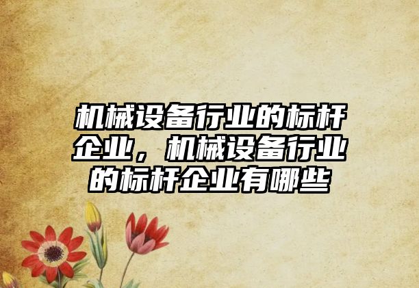 機(jī)械設(shè)備行業(yè)的標(biāo)桿企業(yè)，機(jī)械設(shè)備行業(yè)的標(biāo)桿企業(yè)有哪些