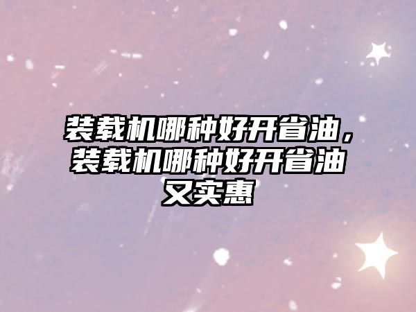 裝載機哪種好開省油，裝載機哪種好開省油又實惠