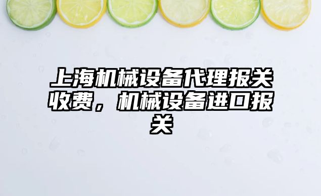 上海機(jī)械設(shè)備代理報關(guān)收費(fèi)，機(jī)械設(shè)備進(jìn)口報關(guān)