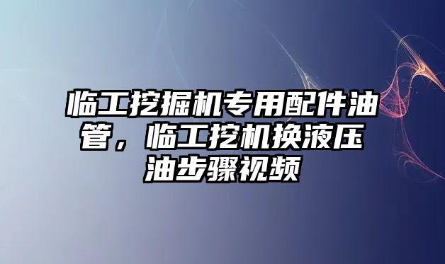 臨工挖掘機(jī)專用配件油管，臨工挖機(jī)換液壓油步驟視頻