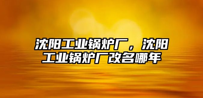 沈陽(yáng)工業(yè)鍋爐廠，沈陽(yáng)工業(yè)鍋爐廠改名哪年