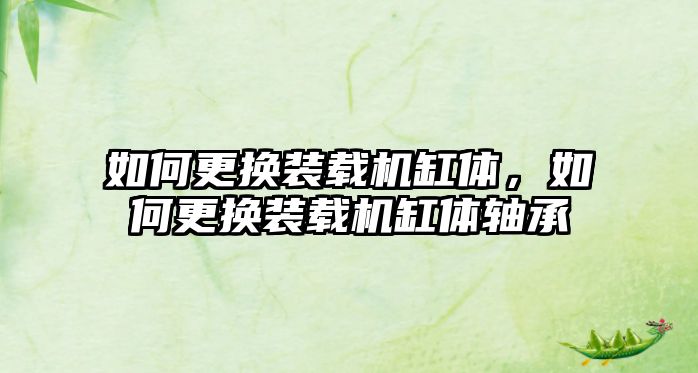 如何更換裝載機(jī)缸體，如何更換裝載機(jī)缸體軸承