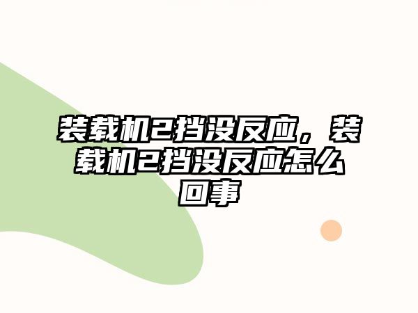 裝載機(jī)2擋沒反應(yīng)，裝載機(jī)2擋沒反應(yīng)怎么回事