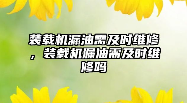 裝載機(jī)漏油需及時維修，裝載機(jī)漏油需及時維修嗎