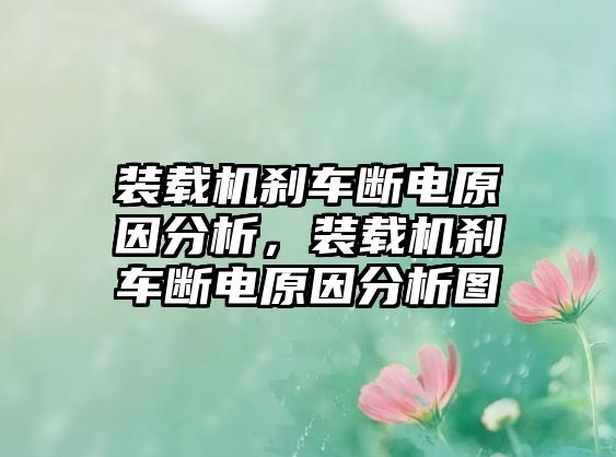 裝載機(jī)剎車(chē)斷電原因分析，裝載機(jī)剎車(chē)斷電原因分析圖