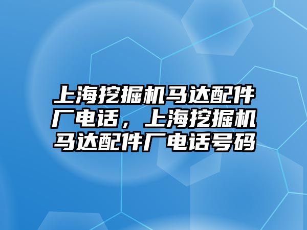 上海挖掘機馬達配件廠電話，上海挖掘機馬達配件廠電話號碼