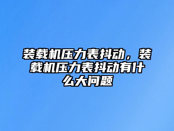 裝載機(jī)壓力表抖動，裝載機(jī)壓力表抖動有什么大問題