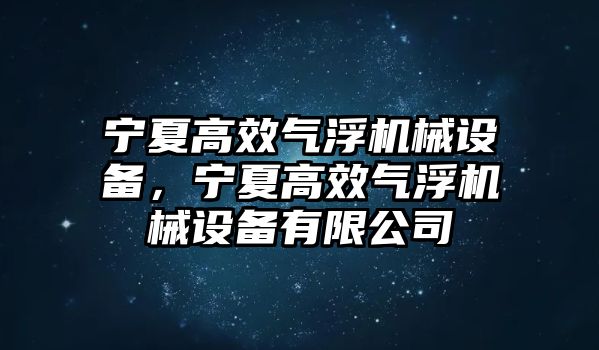 寧夏高效氣浮機械設備，寧夏高效氣浮機械設備有限公司