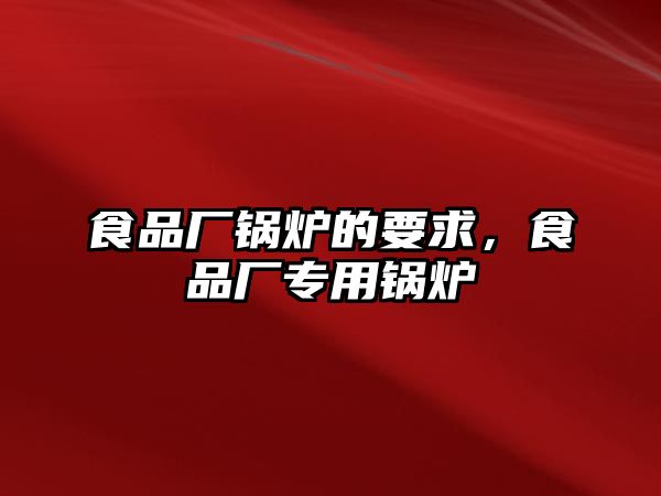 食品廠鍋爐的要求，食品廠專用鍋爐