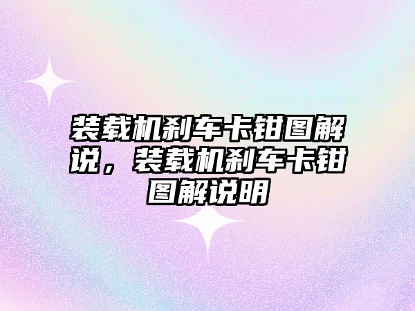 裝載機(jī)剎車卡鉗圖解說，裝載機(jī)剎車卡鉗圖解說明
