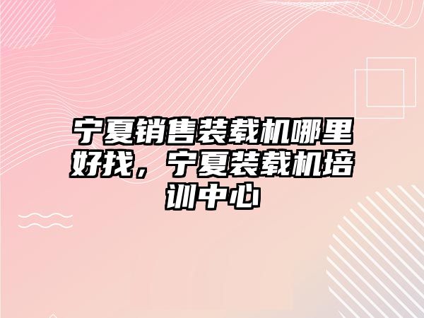 寧夏銷售裝載機哪里好找，寧夏裝載機培訓中心