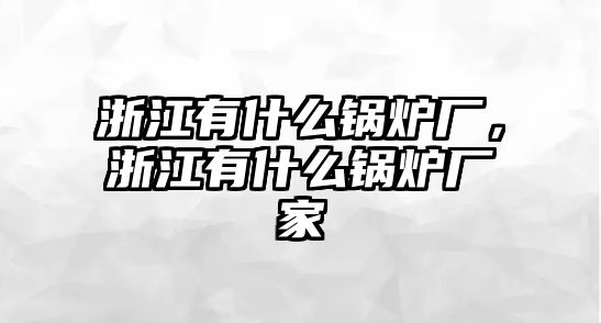 浙江有什么鍋爐廠，浙江有什么鍋爐廠家