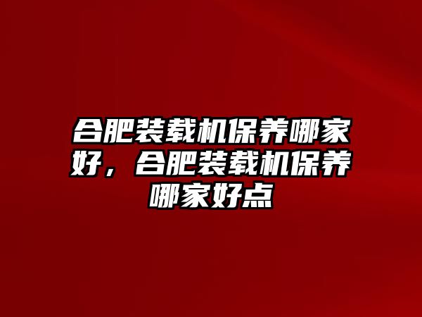 合肥裝載機(jī)保養(yǎng)哪家好，合肥裝載機(jī)保養(yǎng)哪家好點(diǎn)