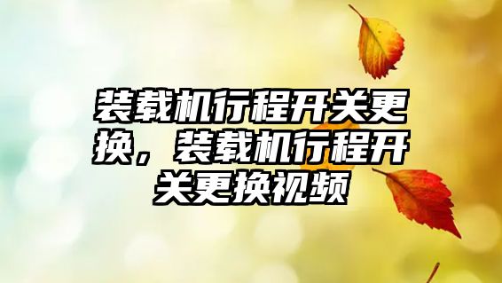 裝載機(jī)行程開(kāi)關(guān)更換，裝載機(jī)行程開(kāi)關(guān)更換視頻