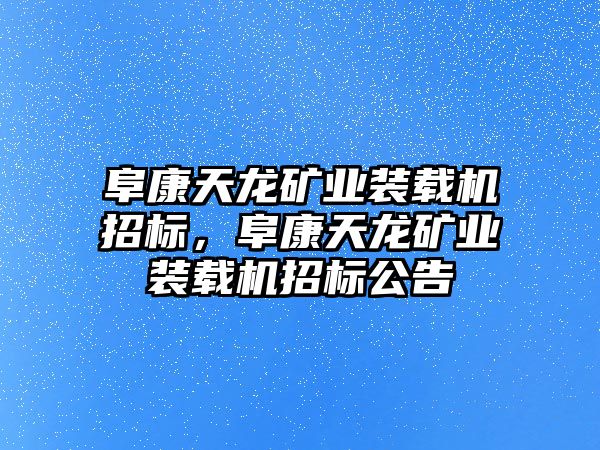 阜康天龍礦業(yè)裝載機招標，阜康天龍礦業(yè)裝載機招標公告