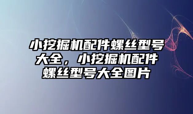 小挖掘機(jī)配件螺絲型號大全，小挖掘機(jī)配件螺絲型號大全圖片