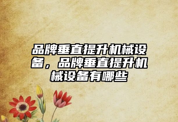 品牌垂直提升機(jī)械設(shè)備，品牌垂直提升機(jī)械設(shè)備有哪些