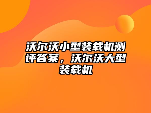 沃爾沃小型裝載機測評答案，沃爾沃大型裝載機