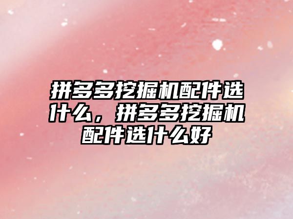 拼多多挖掘機配件選什么，拼多多挖掘機配件選什么好
