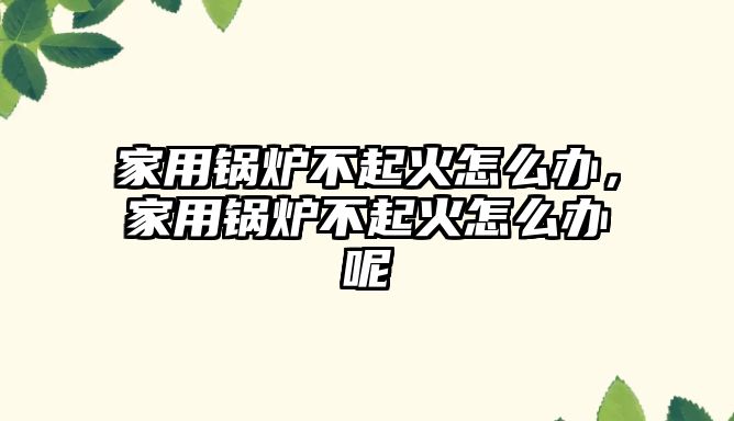 家用鍋爐不起火怎么辦，家用鍋爐不起火怎么辦呢