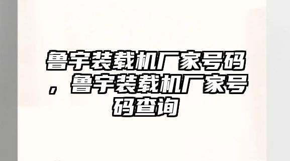 魯宇裝載機(jī)廠家號(hào)碼，魯宇裝載機(jī)廠家號(hào)碼查詢(xún)