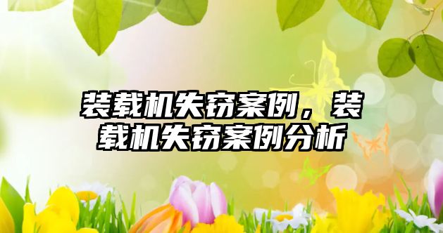 裝載機(jī)失竊案例，裝載機(jī)失竊案例分析