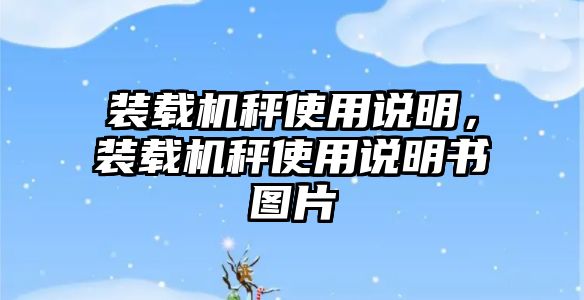 裝載機(jī)秤使用說明，裝載機(jī)秤使用說明書圖片