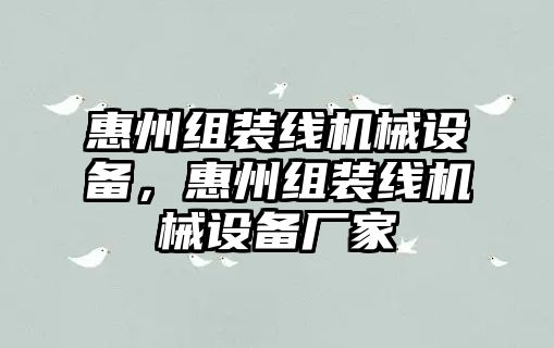 惠州組裝線機械設備，惠州組裝線機械設備廠家