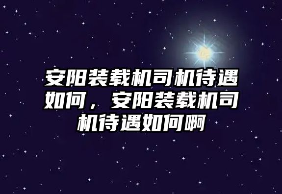 安陽(yáng)裝載機(jī)司機(jī)待遇如何，安陽(yáng)裝載機(jī)司機(jī)待遇如何啊