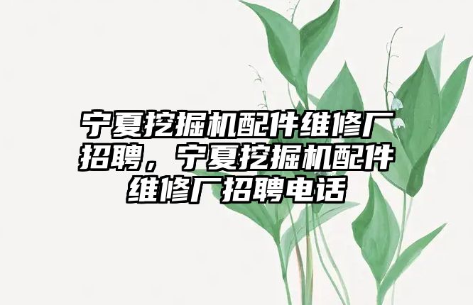 寧夏挖掘機配件維修廠招聘，寧夏挖掘機配件維修廠招聘電話