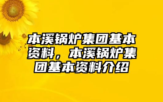 本溪鍋爐集團(tuán)基本資料，本溪鍋爐集團(tuán)基本資料介紹