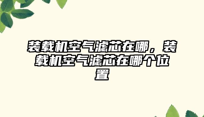 裝載機空氣濾芯在哪，裝載機空氣濾芯在哪個位置