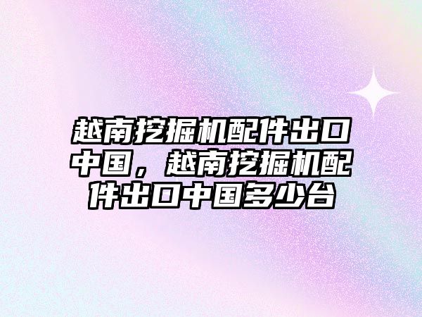 越南挖掘機(jī)配件出口中國(guó)，越南挖掘機(jī)配件出口中國(guó)多少臺(tái)