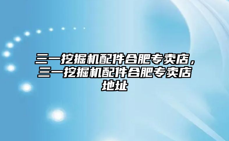 三一挖掘機配件合肥專賣店，三一挖掘機配件合肥專賣店地址