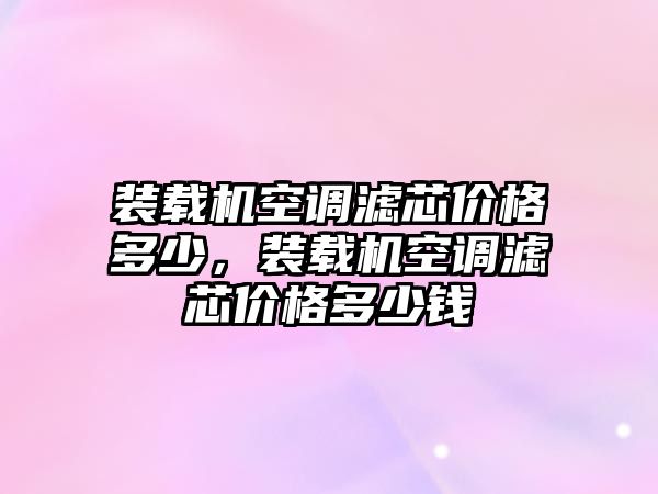 裝載機空調(diào)濾芯價格多少，裝載機空調(diào)濾芯價格多少錢