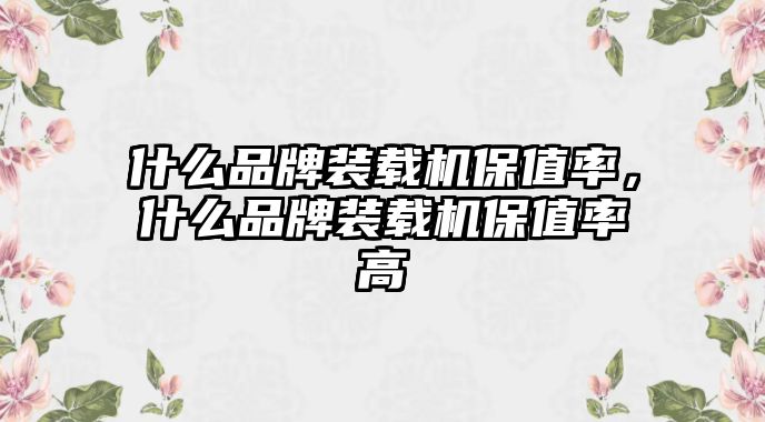 什么品牌裝載機保值率，什么品牌裝載機保值率高