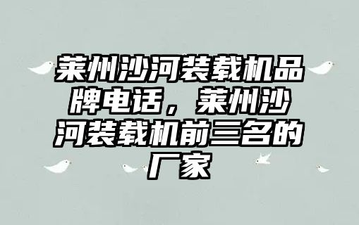 萊州沙河裝載機(jī)品牌電話，萊州沙河裝載機(jī)前三名的廠家