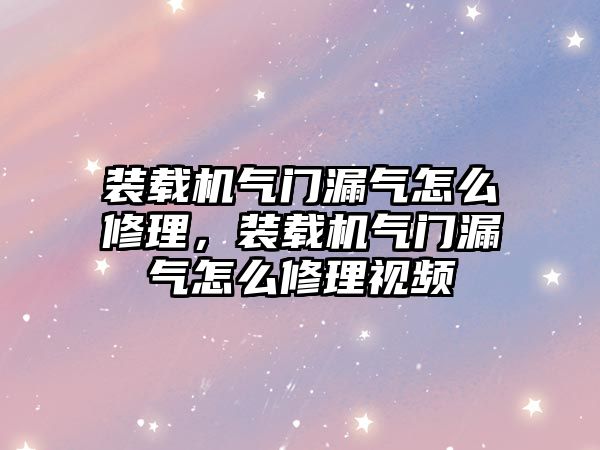 裝載機(jī)氣門漏氣怎么修理，裝載機(jī)氣門漏氣怎么修理視頻