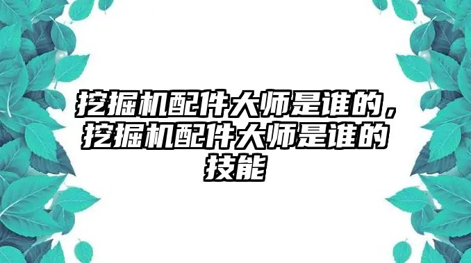挖掘機(jī)配件大師是誰的，挖掘機(jī)配件大師是誰的技能