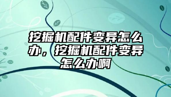 挖掘機配件變異怎么辦，挖掘機配件變異怎么辦啊