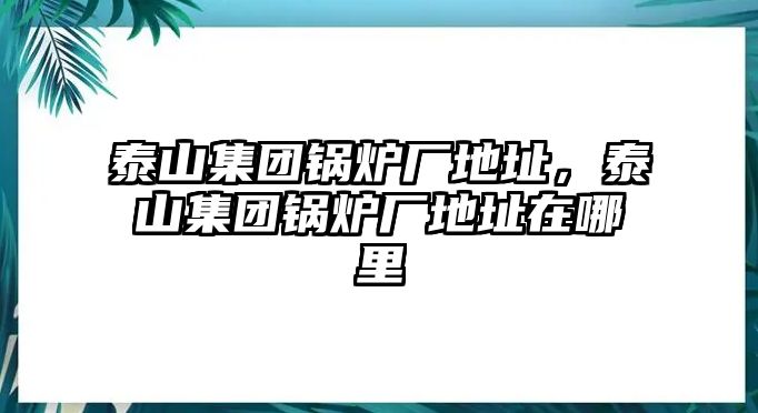 泰山集團(tuán)鍋爐廠地址，泰山集團(tuán)鍋爐廠地址在哪里