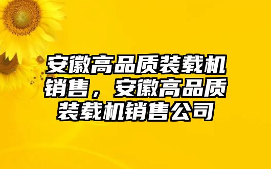 安徽高品質(zhì)裝載機銷售，安徽高品質(zhì)裝載機銷售公司