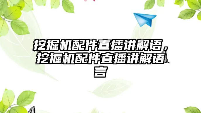 挖掘機配件直播講解語，挖掘機配件直播講解語言