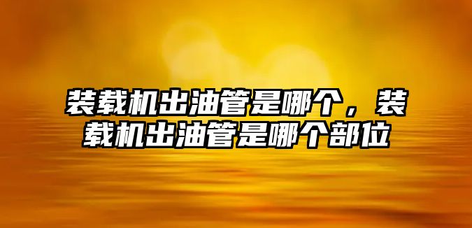 裝載機(jī)出油管是哪個(gè)，裝載機(jī)出油管是哪個(gè)部位