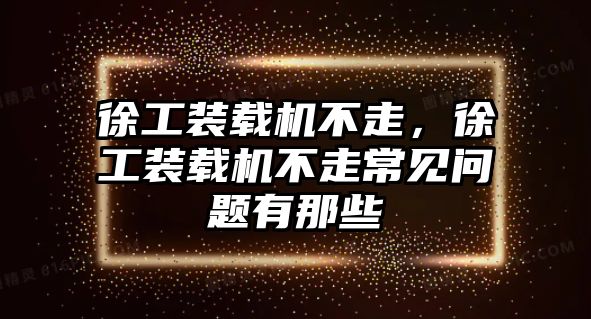 徐工裝載機(jī)不走，徐工裝載機(jī)不走常見問題有那些
