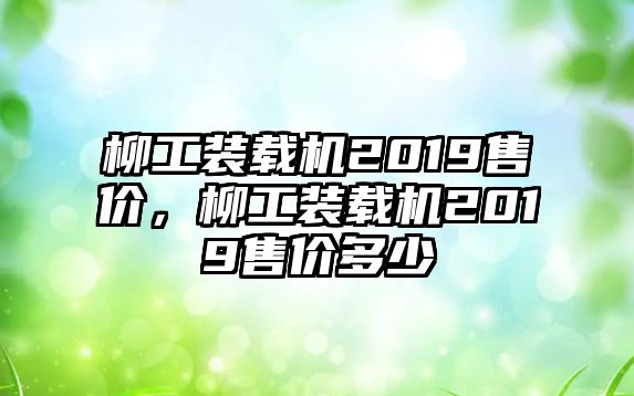 柳工裝載機(jī)2019售價(jià)，柳工裝載機(jī)2019售價(jià)多少