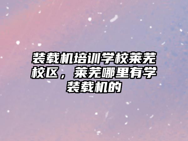 裝載機(jī)培訓(xùn)學(xué)校萊蕪校區(qū)，萊蕪哪里有學(xué)裝載機(jī)的