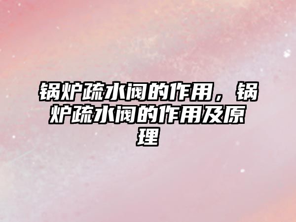 鍋爐疏水閥的作用，鍋爐疏水閥的作用及原理