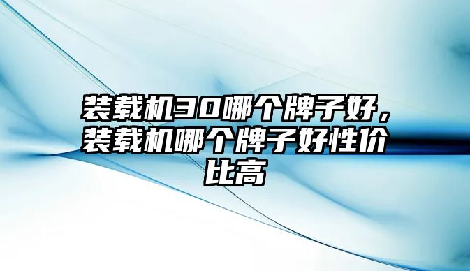 裝載機(jī)30哪個(gè)牌子好，裝載機(jī)哪個(gè)牌子好性價(jià)比高